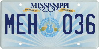 MS license plate MEH036