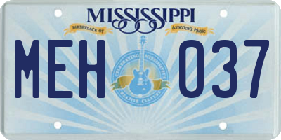 MS license plate MEH037