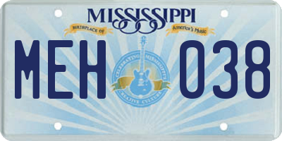 MS license plate MEH038