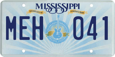MS license plate MEH041
