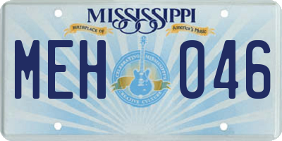 MS license plate MEH046