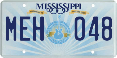 MS license plate MEH048