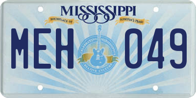 MS license plate MEH049