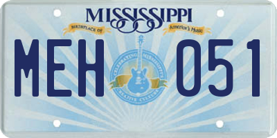 MS license plate MEH051