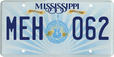 MS license plate MEH062
