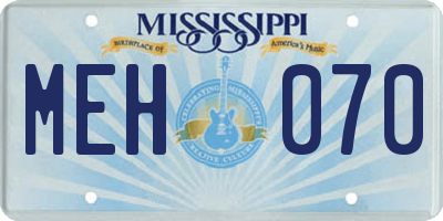 MS license plate MEH070