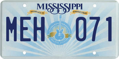 MS license plate MEH071