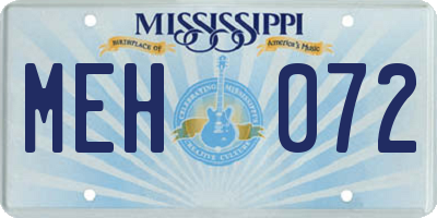 MS license plate MEH072