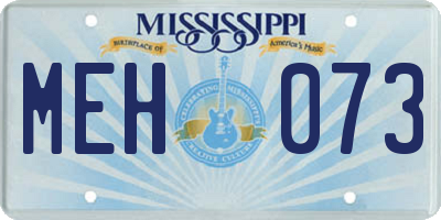 MS license plate MEH073