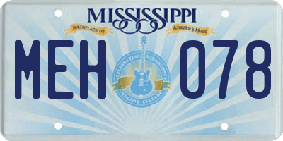 MS license plate MEH078