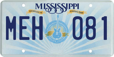 MS license plate MEH081