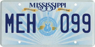 MS license plate MEH099