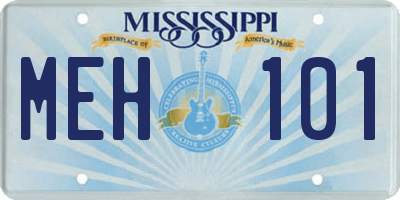 MS license plate MEH101