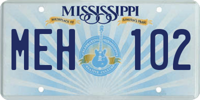 MS license plate MEH102
