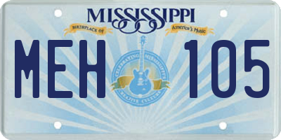 MS license plate MEH105