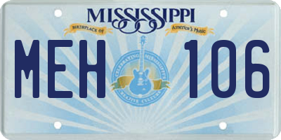 MS license plate MEH106