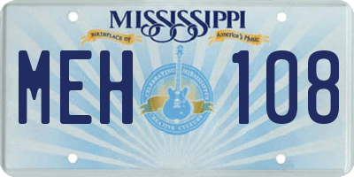 MS license plate MEH108