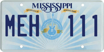 MS license plate MEH111