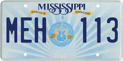 MS license plate MEH113