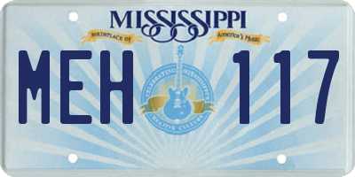 MS license plate MEH117