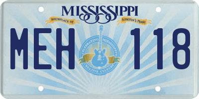 MS license plate MEH118