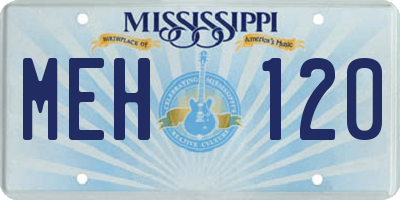 MS license plate MEH120