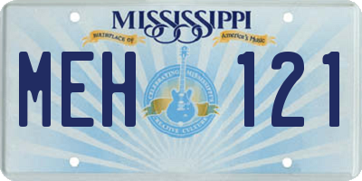MS license plate MEH121
