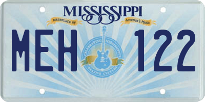 MS license plate MEH122