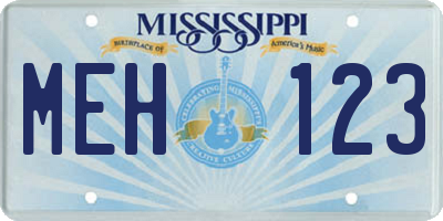 MS license plate MEH123
