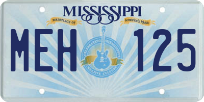 MS license plate MEH125