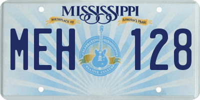 MS license plate MEH128