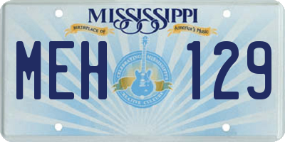 MS license plate MEH129