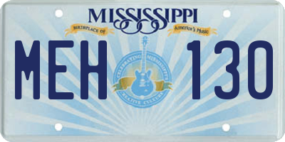 MS license plate MEH130