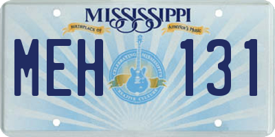MS license plate MEH131