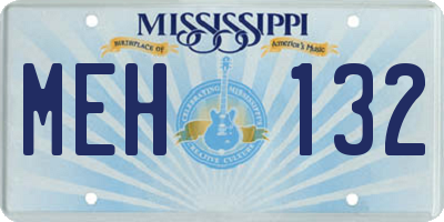 MS license plate MEH132