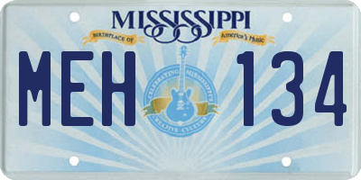 MS license plate MEH134