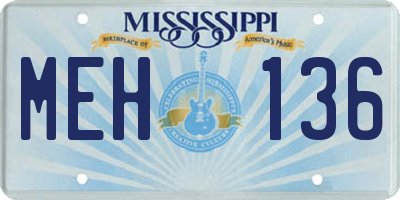 MS license plate MEH136