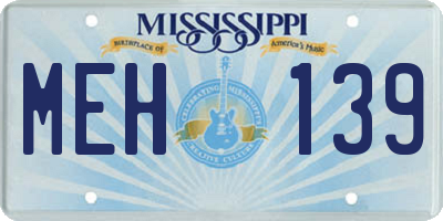 MS license plate MEH139