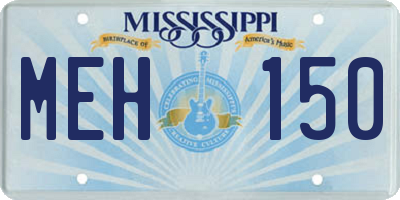 MS license plate MEH150