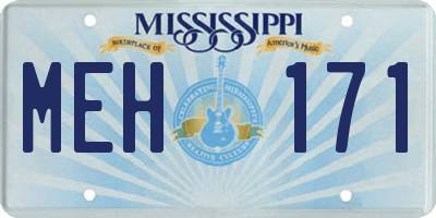 MS license plate MEH171