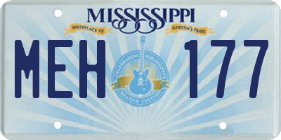 MS license plate MEH177