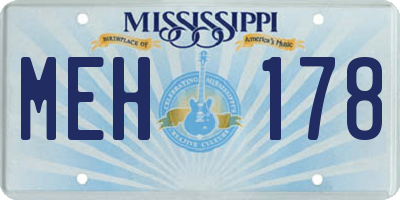 MS license plate MEH178