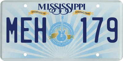 MS license plate MEH179