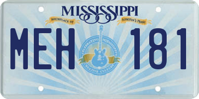 MS license plate MEH181