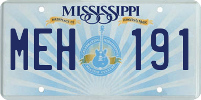 MS license plate MEH191