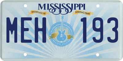 MS license plate MEH193