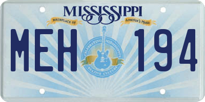 MS license plate MEH194