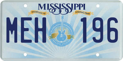 MS license plate MEH196