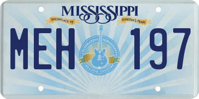 MS license plate MEH197