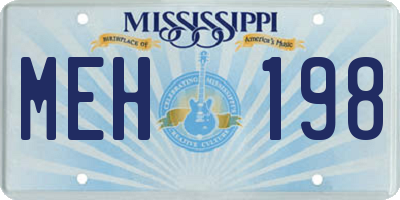 MS license plate MEH198